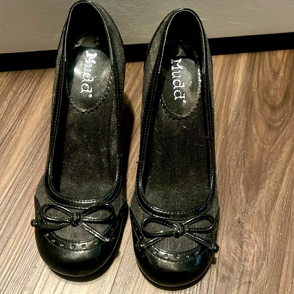 Mudd plaid and Black kitten heels. Only worn a handful of times